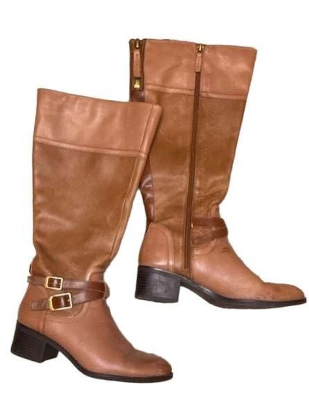Franco Sarto Lapis Riding Boots Size 7.5M Tan Leather Buckle